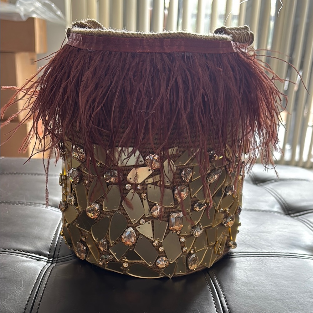 Elegant Gold and Brown Embellished Women's Bag. 100% handmade